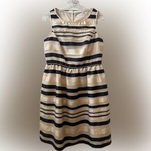Calvin Klein Striped Black and Cream Dress